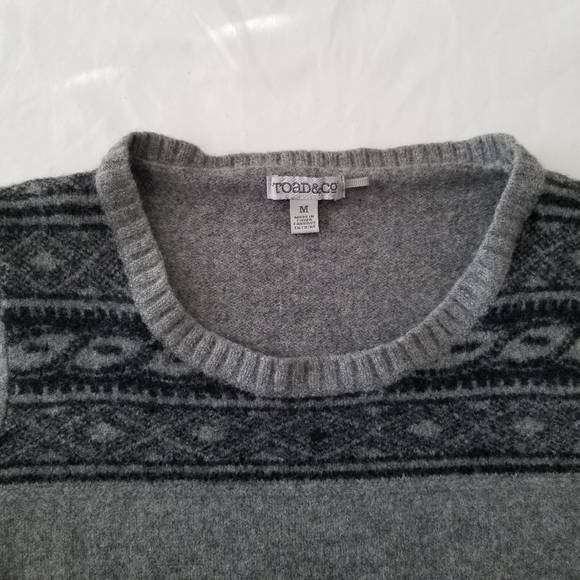 Toad&Co 100% LampsWool Girl Crew Neck Sweater Pullover Gray Charcoal Size M - Picture 3 of 10